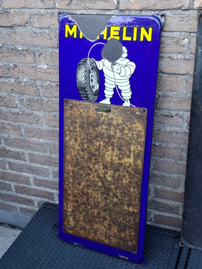 Emaillebord Michelin met lijst emaillerie belge, Ophalen of Verzenden, Gebruikt, Reclamebord