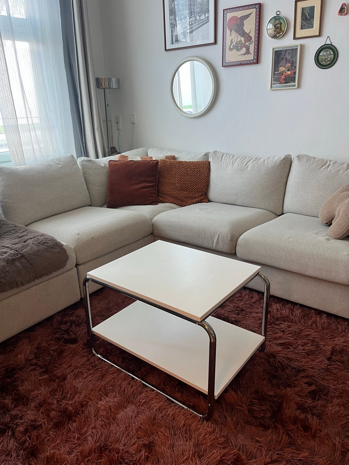 IKEA BAGGBODA salontafel met chroom onderstel, Huis en Inrichting, Ophalen, Gebruikt, 50 tot 100 cm, Metaal