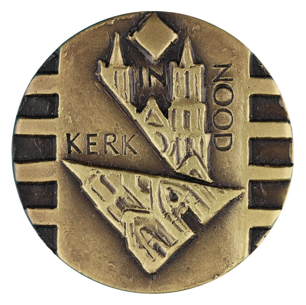 Eric Claus BRONS PENNING KERK IN NOOD, Postzegels en Munten, Penningen en Medailles, Verzenden, Brons, Nederland