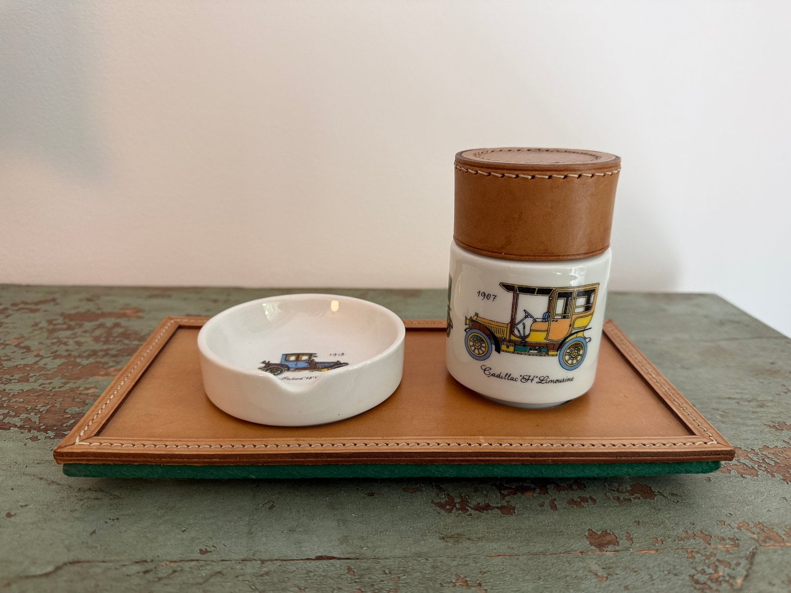 Exclusieve KPM Berlin Oldtimer Bureauset Porselein Zadelleer, Antiek en Kunst, Ophalen of Verzenden