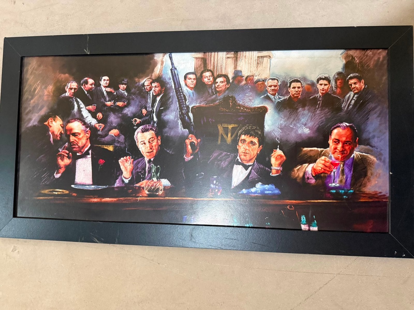 Schilderij: Iconische Filmfiguren - Godfather & Scarface, Film, Hout, Handgeschilderd, Ophalen of Verzenden