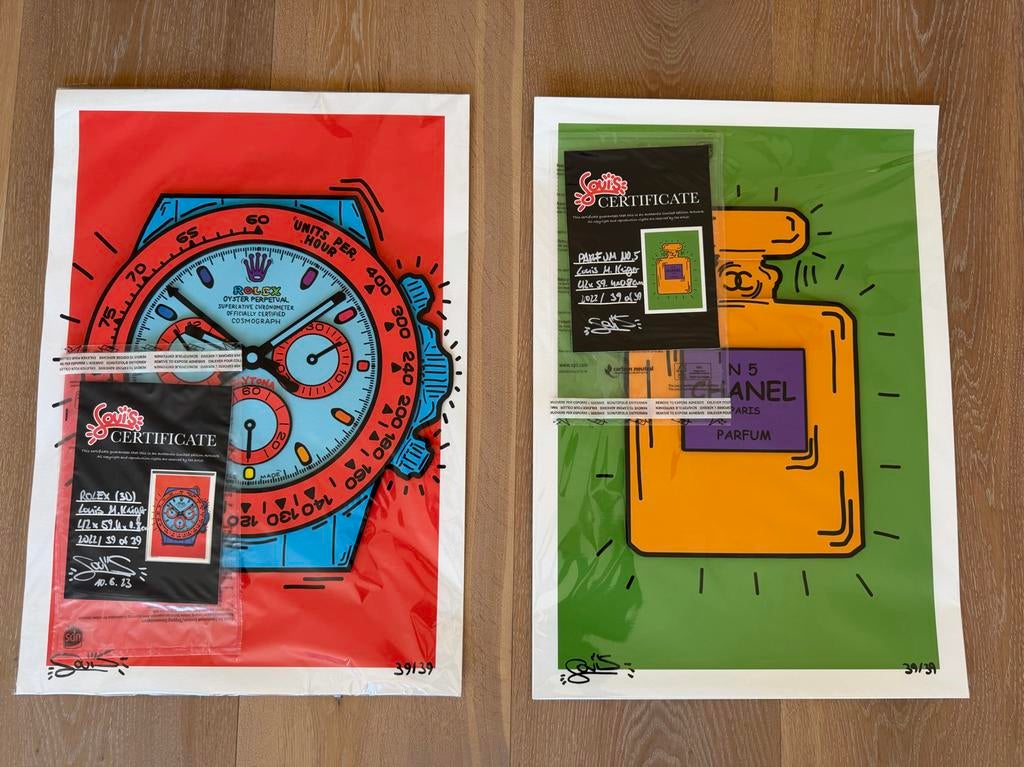 Louis M. Krüger - Rolex Daytona & Chanel Nr 5 (39/39), Antiek en Kunst, Kunst | Schilderijen | Modern, Ophalen