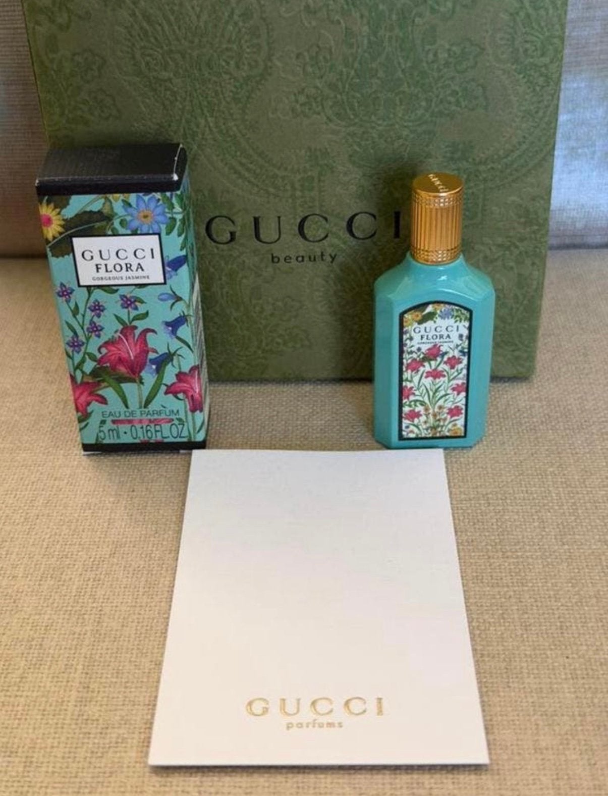 Miniatuur Gucci Flora Gorgeous Jasmine edp 5ml nieuw in doos, Verzenden, Nieuw, Miniatuur, Gevuld