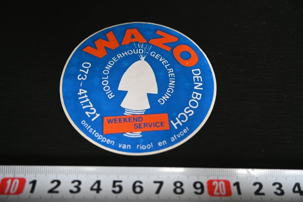 sticker den bosch WAZO rioolonderhoud gevelreiniging, Ophalen, Zo goed als nieuw