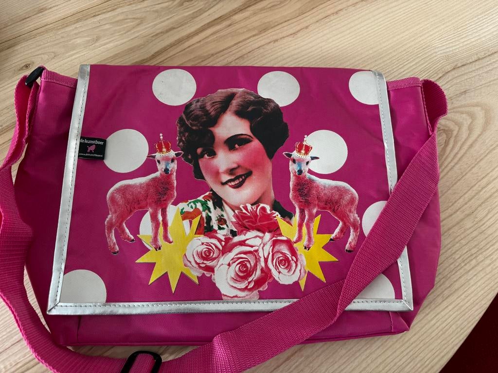 De Kunstboer Schoudertas Roze met Print, Ophalen of Verzenden, Gebruikt, Meisje