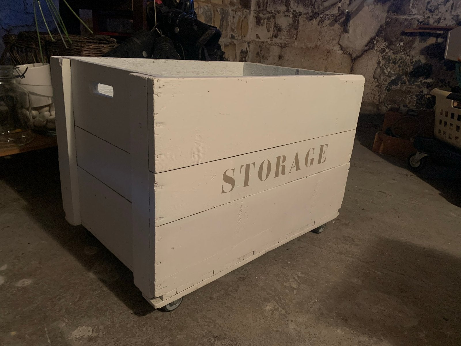 Houten opbergbox op wielen - Handige Storage Box, Ophalen, 50 – 75, Gebruikt, 50 tot 100 cm