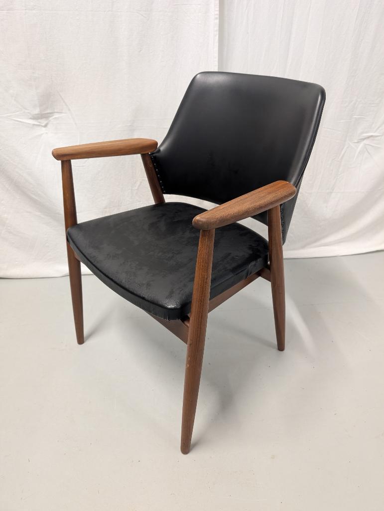 Vintage Kempkes leren (bureau)stoel - FM formule jaren 60, Ophalen, Midcentury Dutch Design, Gebruikt, Zwart