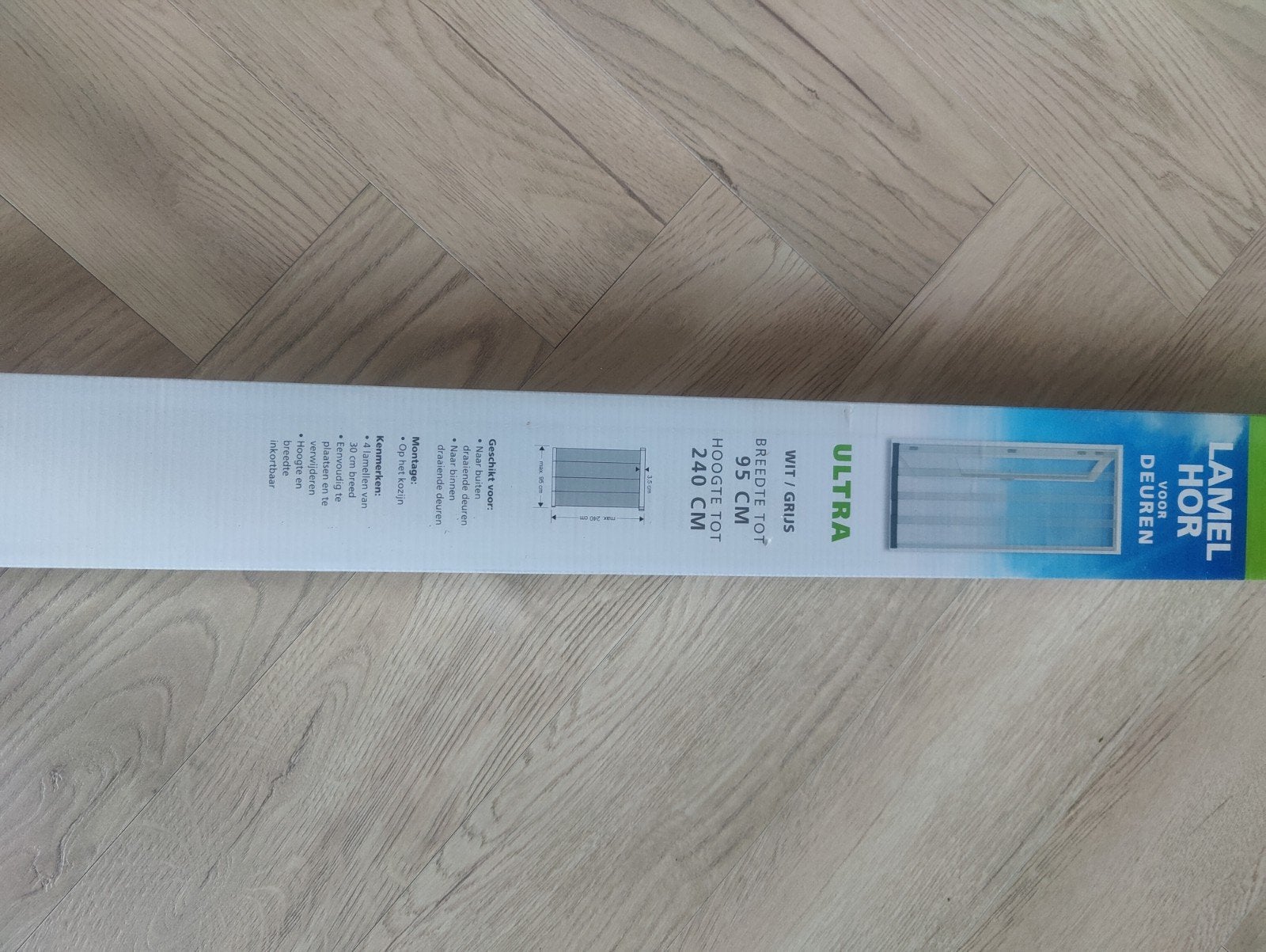 Nieuwe Lamellen Hordeur Ultra Wit/Grijs tot 95x240 cm, Ophalen