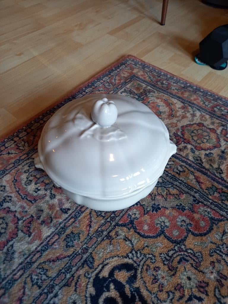 Witte roos schaal. gebruikt als bloempot., Huis en Inrichting, Woonaccessoires | Stolpen, Ophalen