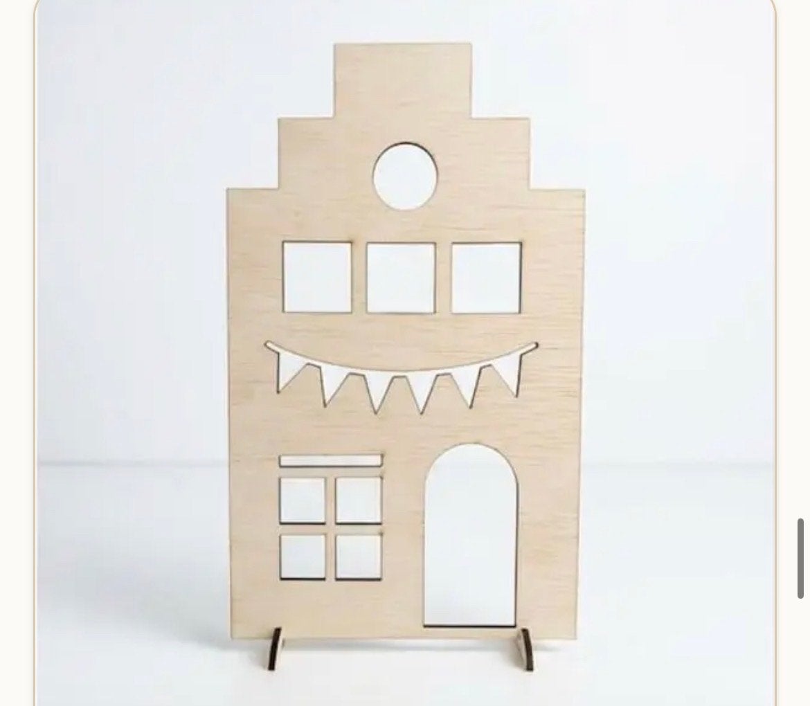 Houten grachtenhuisje decoratie 28,5 cm hoog, Hout, Nieuw, Ophalen of Verzenden, Landelijk