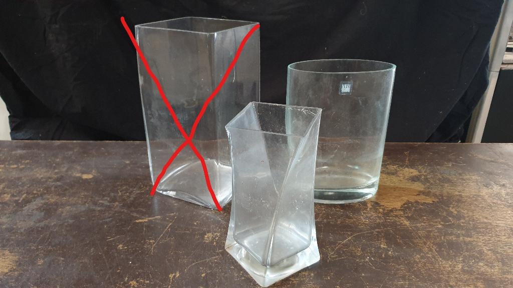 2 stuks vazen, Overige kleuren, Ophalen of Verzenden, Minder dan 50 cm, Glas