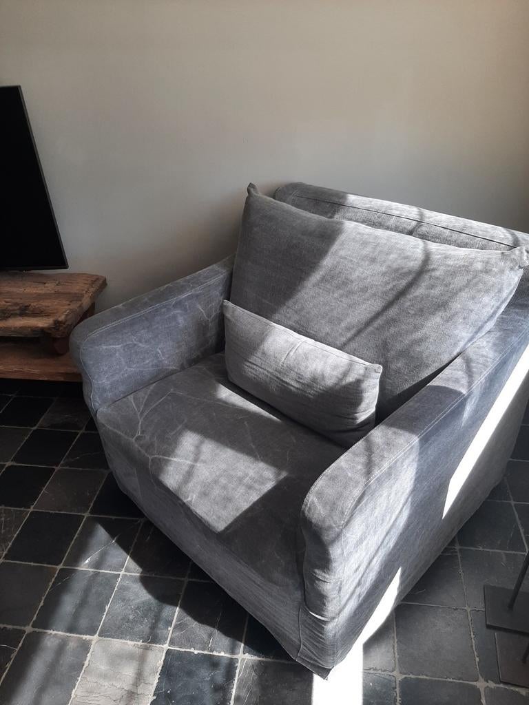 Linnen loveseat en bank ..., Modern, Comfortabel, Gebruikt, 100 tot 125 cm, 125 cm of meer