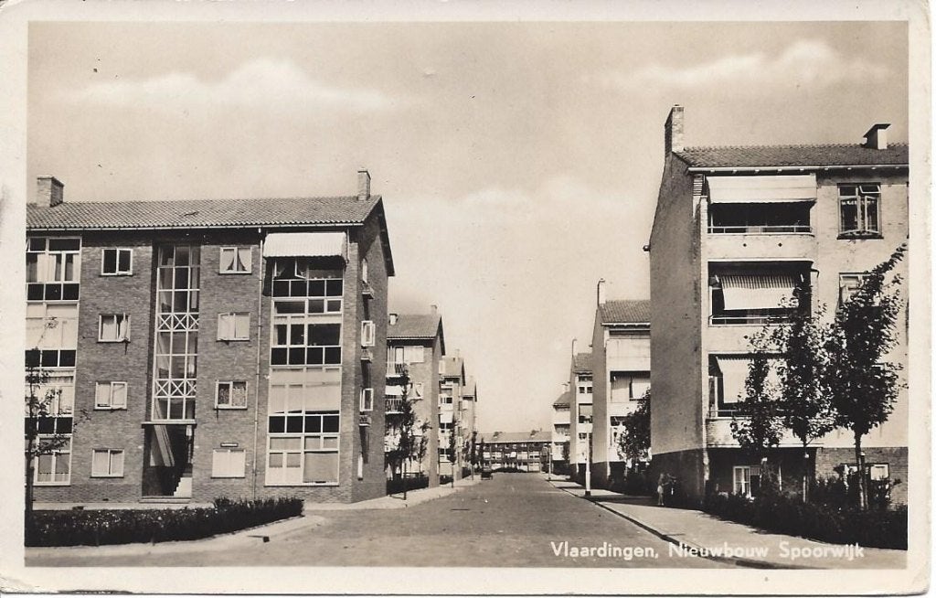 Vlaardingen (Z.H.) Nieuwbouw Spoorwijk, gelopen 1956, Ophalen of Verzenden, 1940 tot 1960, Gelopen, Zuid-Holland