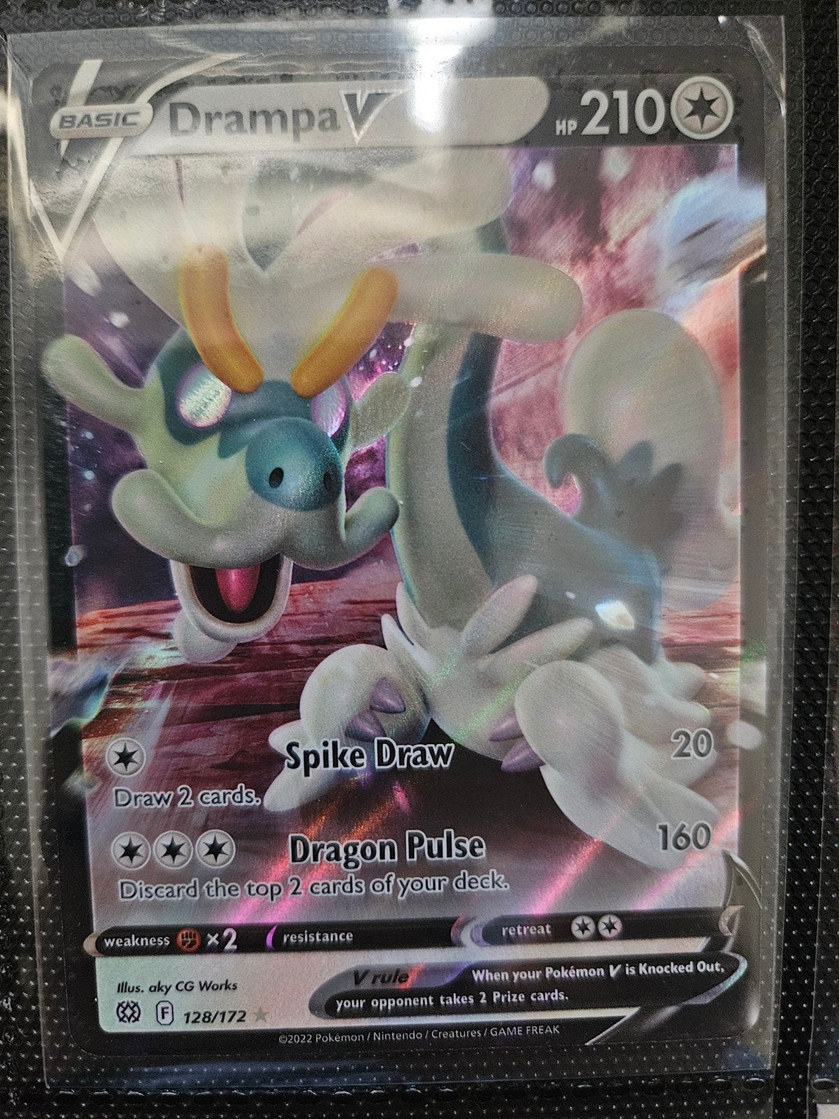 Pokemon Drampa V 128/172 Brilliant Stars, Ophalen of Verzenden, Zo goed als nieuw, Losse kaart, Foil