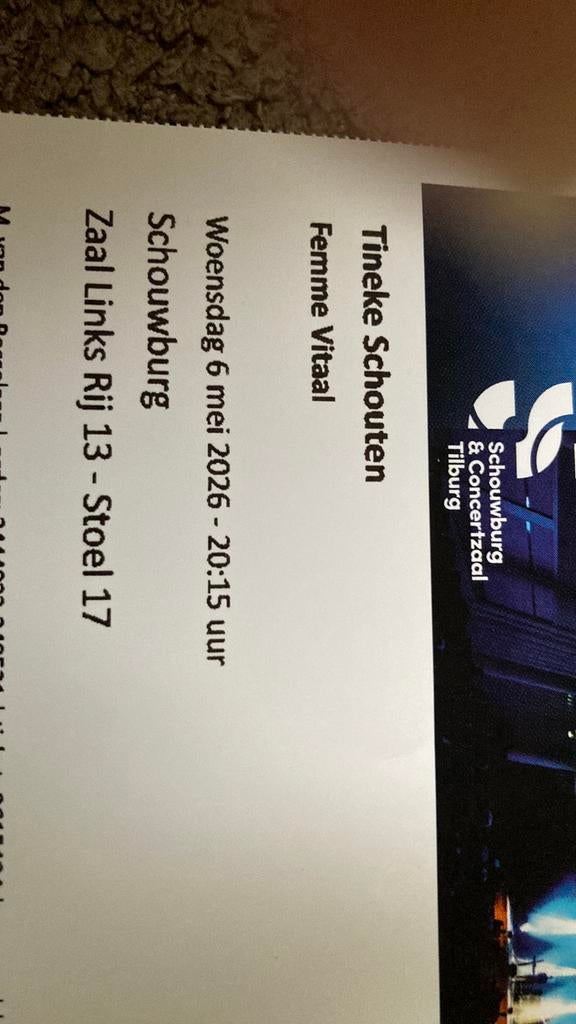2 kaartjes tineke schouten, Tickets en Kaartjes, Twee personen