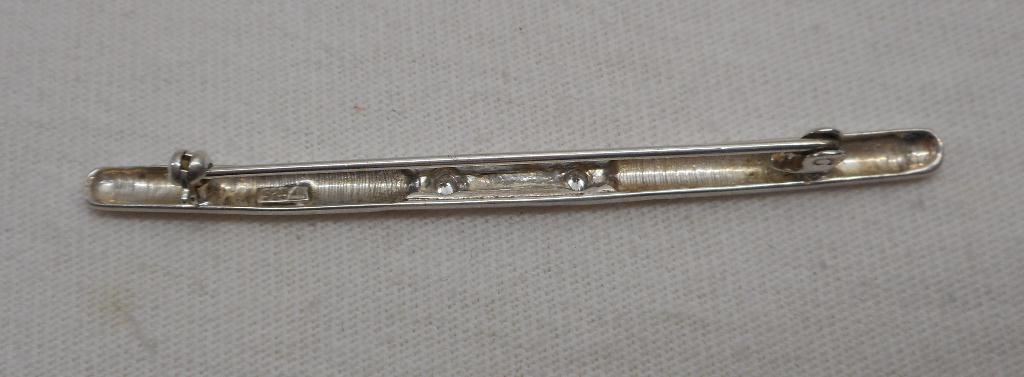Zilveren modernist broche Teka met steentjes nr.283, 4 tot 7 cm, Verzenden, Zo goed als nieuw, Zilver