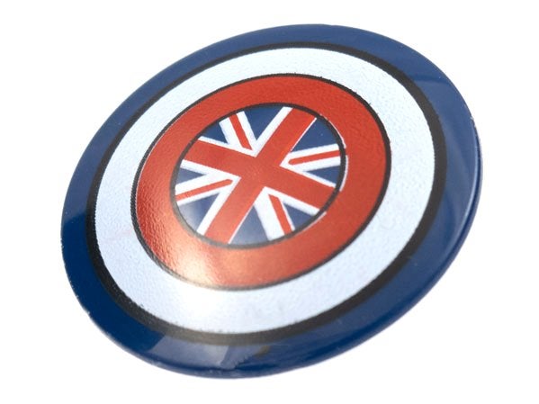 Lego Minifigure, Shield Circular  Round Convex Face with Red, Gebruikt, Marvel, Lego, Accessoire