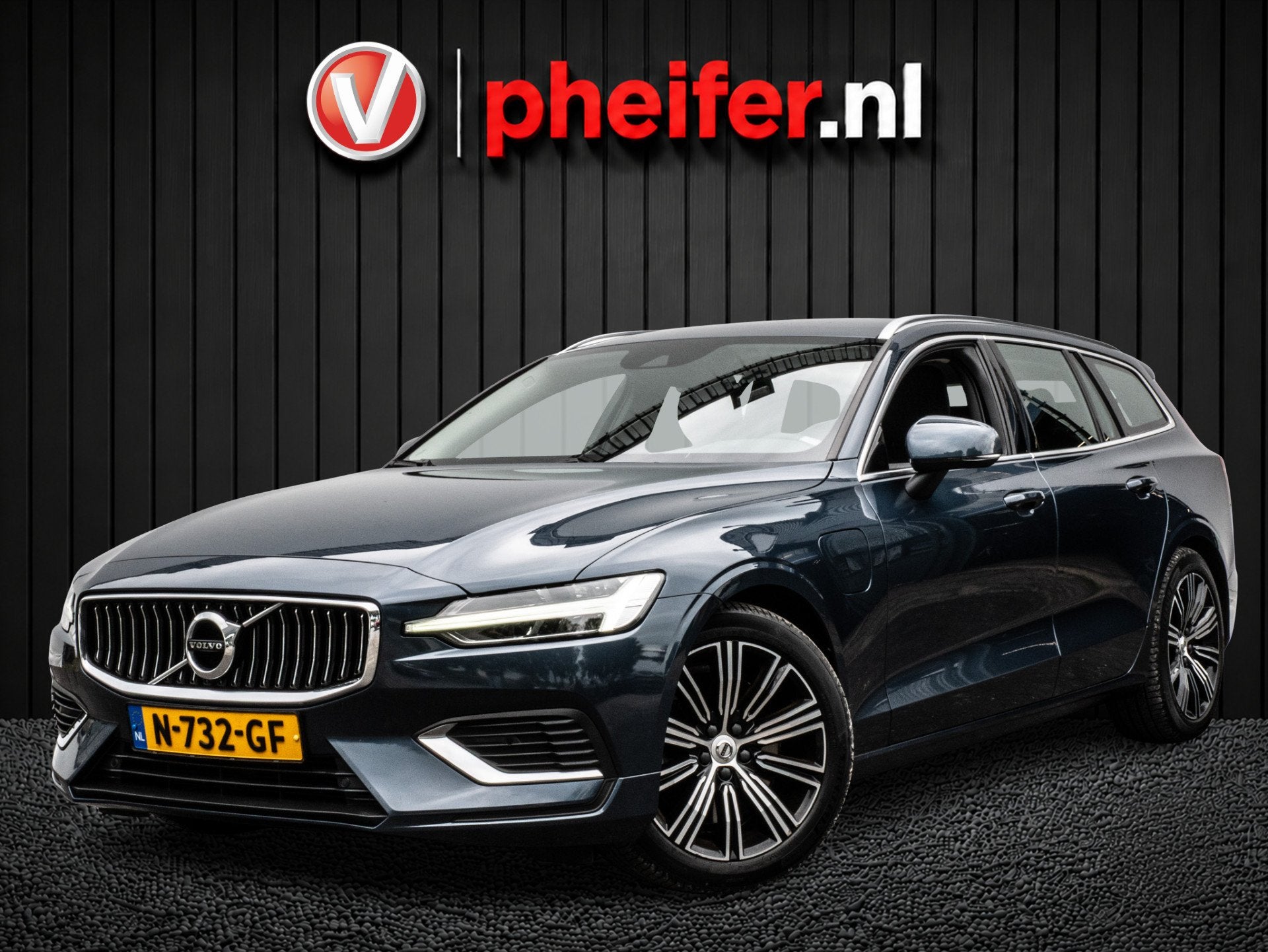 Volvo V60 2.0 T6 Recharge AWD Inscription Expression Leer/ C, Auto's, Volvo, Automaat, Gebruikt, Blauw, Hybride Elektrisch/Benzine