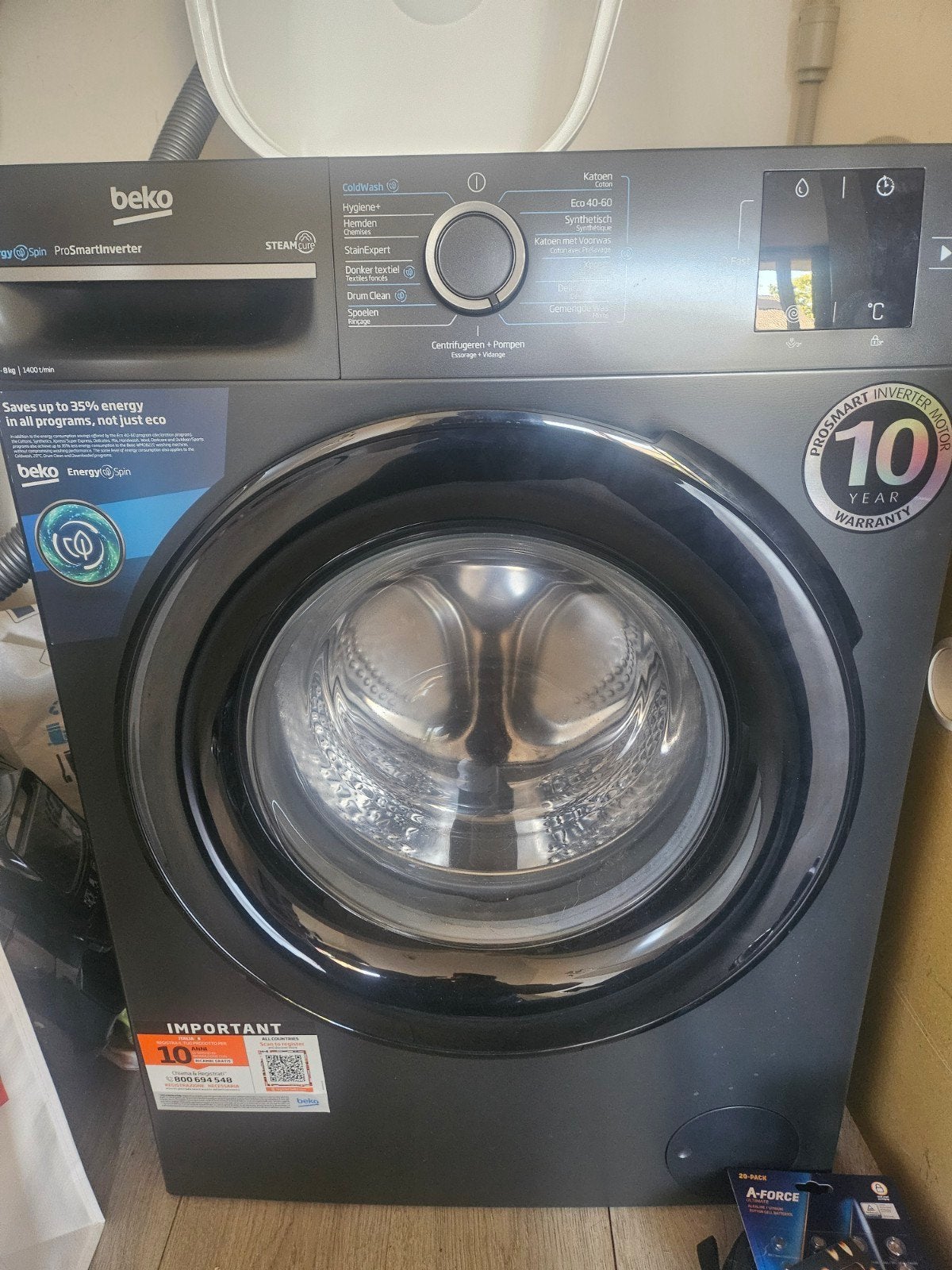 Beko BM3WFT3841A EnergySpin Wasmachine - Zo goed als nieuw, Ophalen, Zo goed als nieuw, 1200 tot 1600 toeren, 85 tot 90 cm