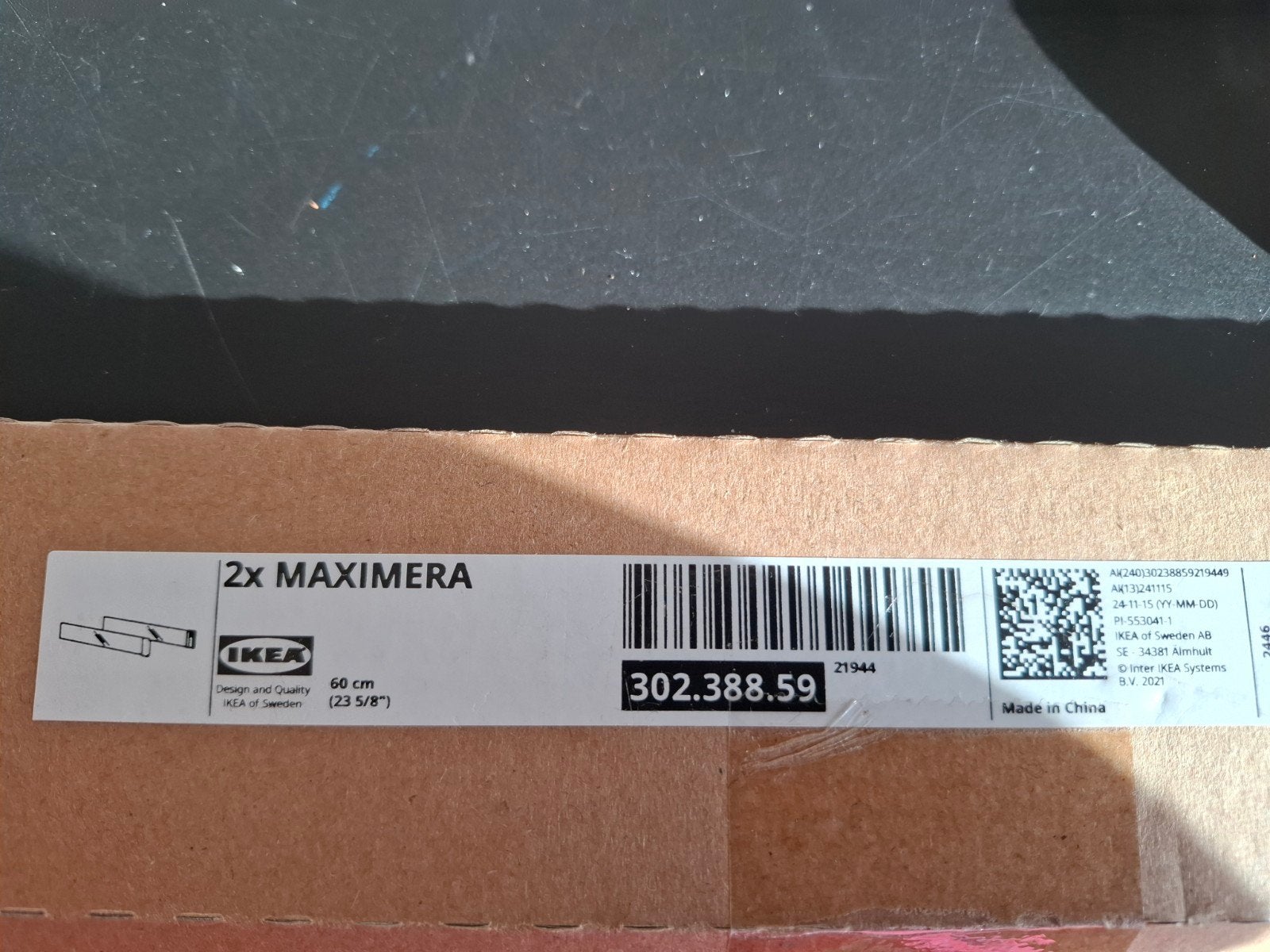 Ikea Maximera inzet ladezijkant middellang glas 60 cm, Ophalen of Verzenden, Nieuw