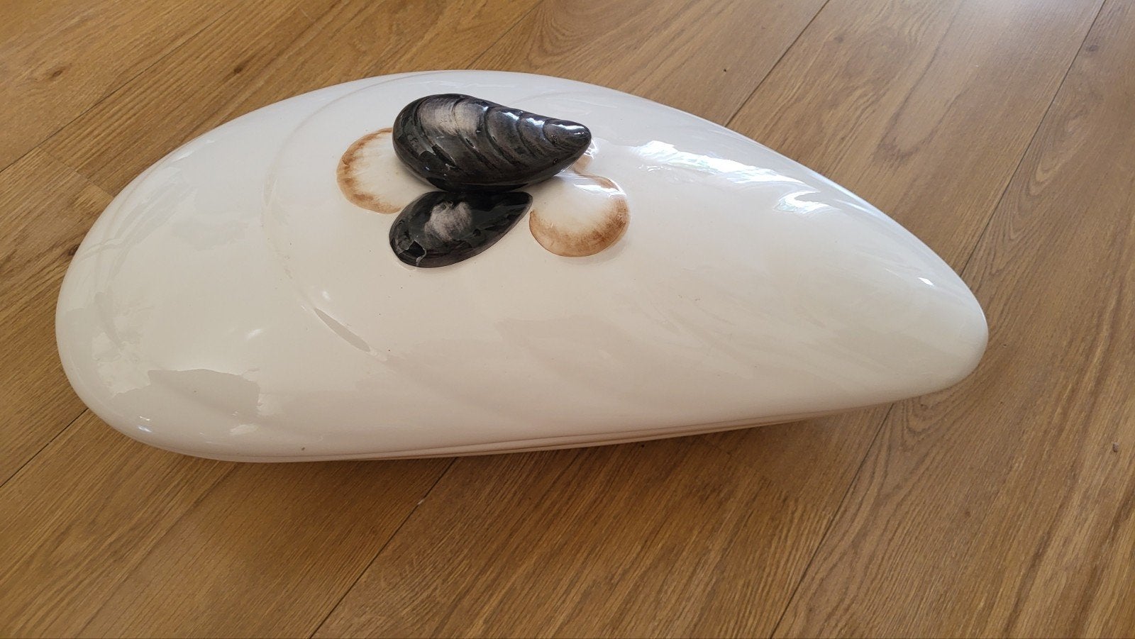 mosselserveerschaal met deksel - 47x25x20 cm, Vintage, Ophalen of Verzenden, Zo goed als nieuw, Kom(men)