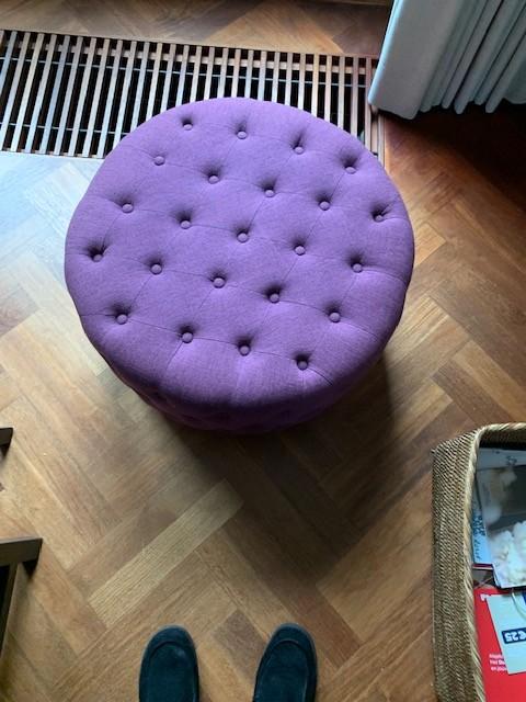 Ronde poef kleur paars, Ophalen, Paars, Textiel, Landelijk