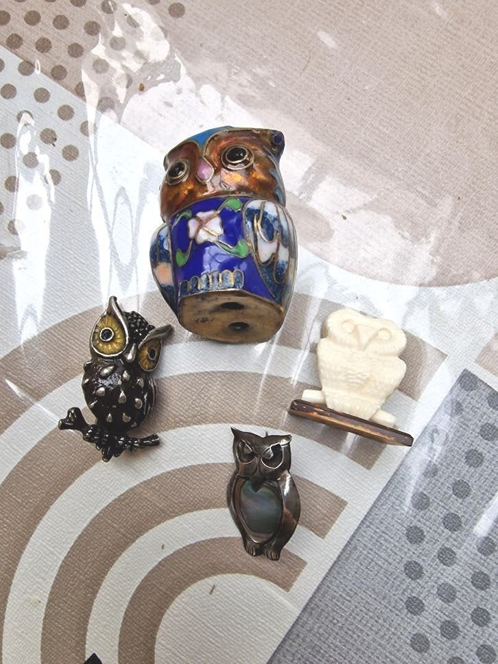 Collectie Uil Items: Zilveren Broche, Cloisonné, Beeldje, Ophalen of Verzenden, Gebruikt