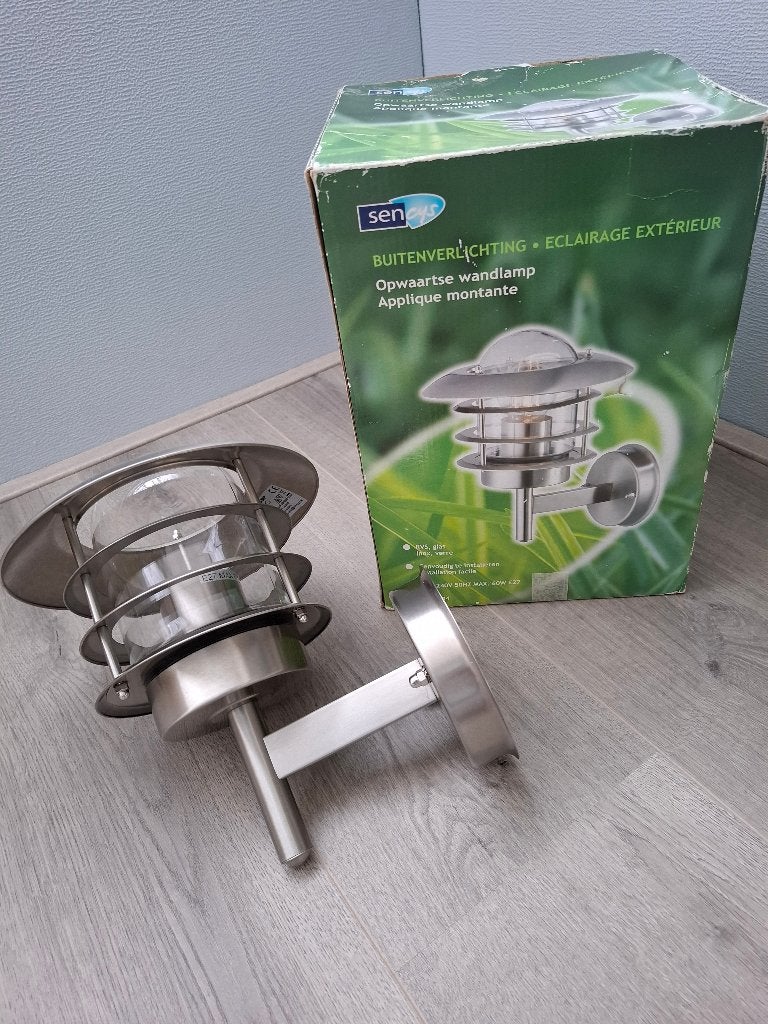 Buitenlamp RVS- Sencys, Tuin en Terras, Wandlamp, Ophalen of Verzenden, Rvs, 50 tot 250 watt