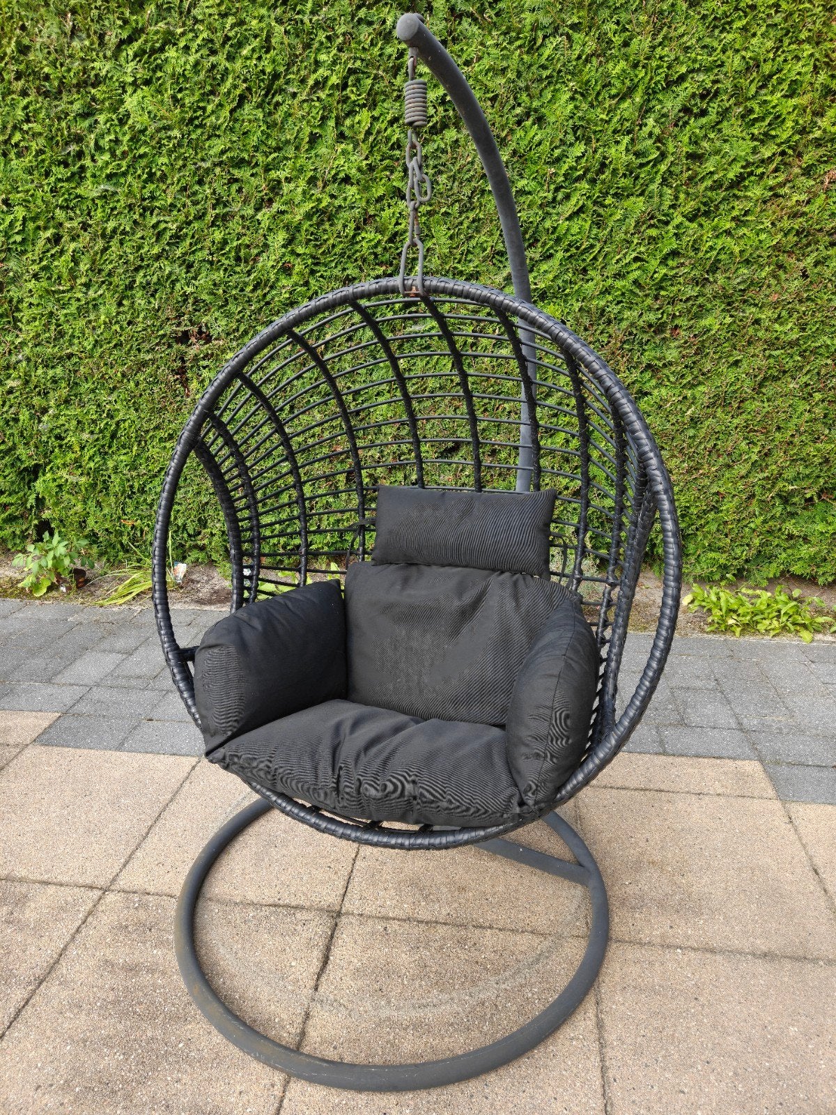 Hangstoel / Egg Chair - Zwart, Gebruikt maar Prima, Ophalen, Gebruikt, Metaal