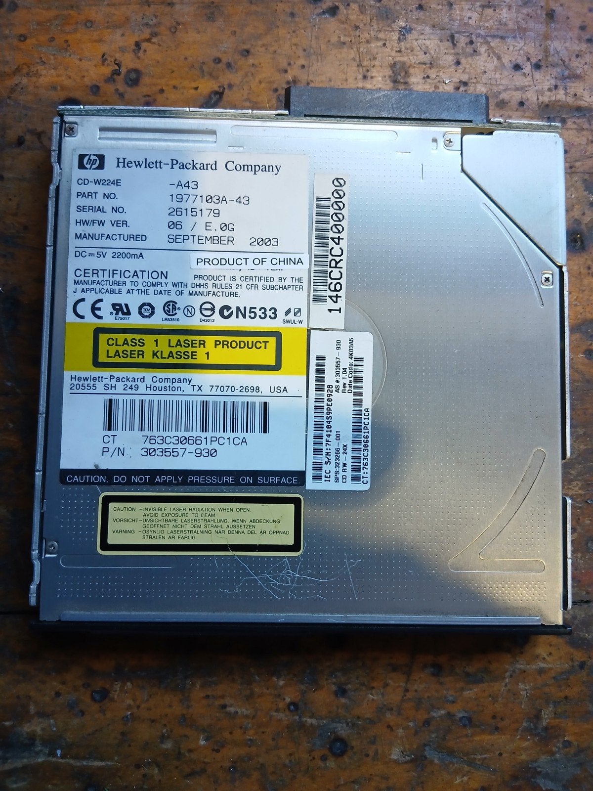 HP CD-RW/DVD-ROM Drive - Intern (CD-W224E), Computers en Software, Intern, Gebruikt, Dvd, Ophalen of Verzenden