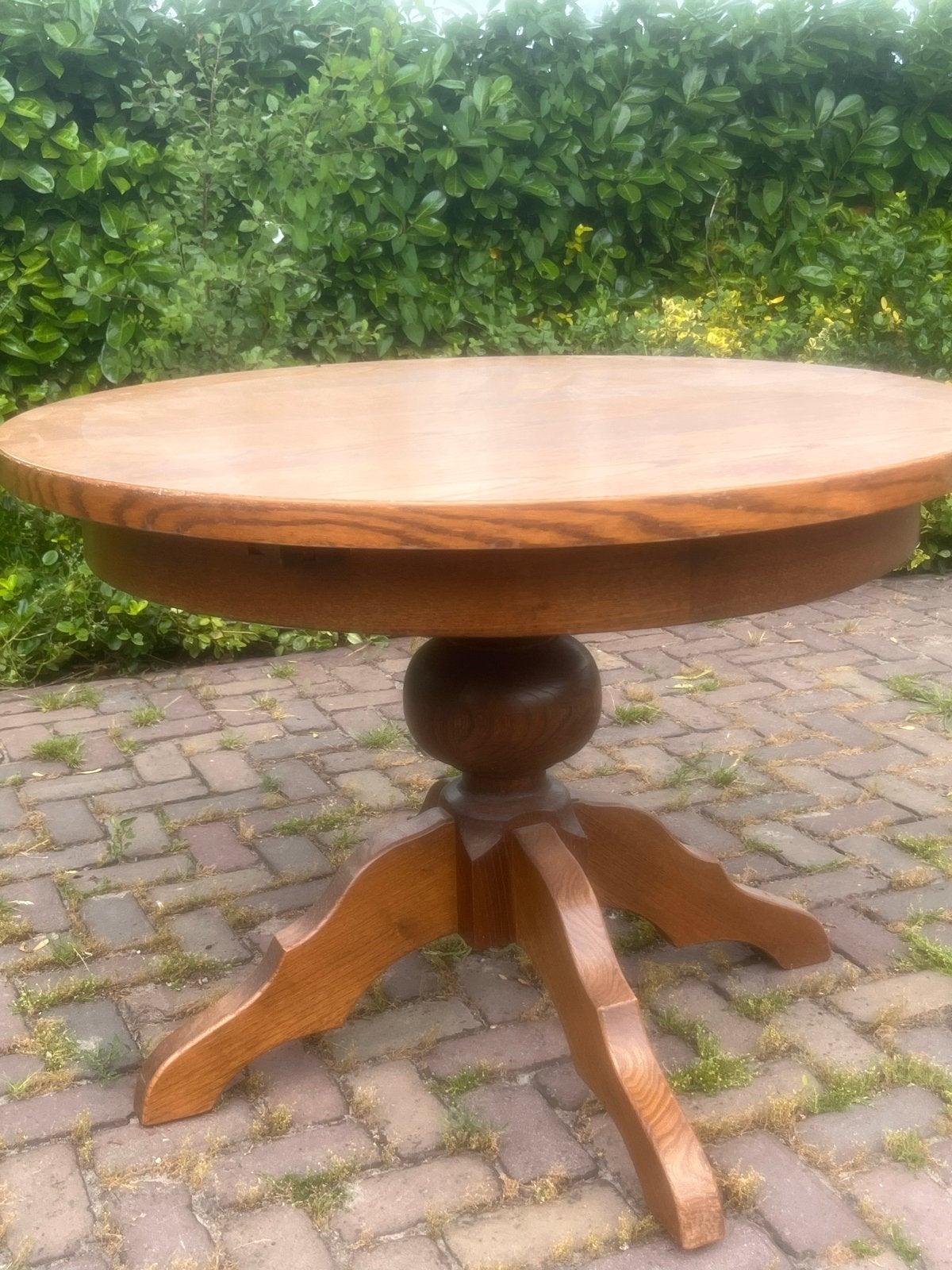 Bolpoot ronde / ovale massief eiken eettafel, eethoek, Antiek en Kunst, Ophalen of Verzenden