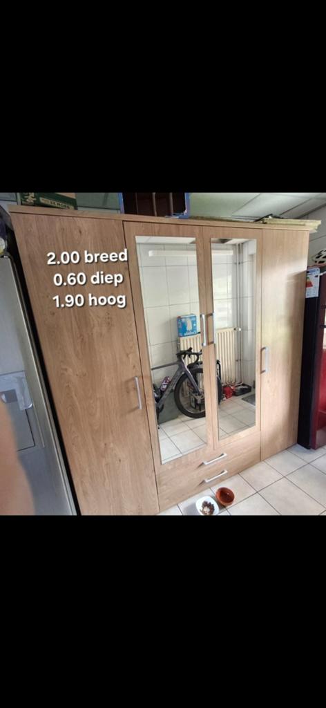 Kledingkast met spiegels, Huis en Inrichting, Kasten | Kledingkasten, Ophalen, Gebruikt, 50 tot 75 cm, 150 tot 200 cm