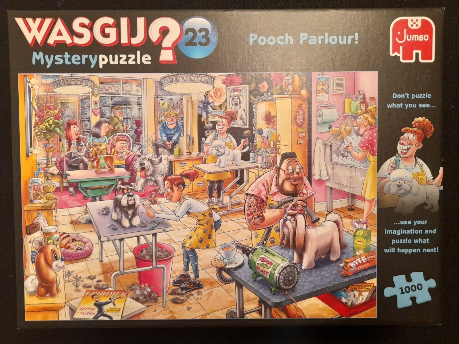Wasgij 23 Mysterypuzzel - Pooch Parlour! (1000 stukjes), Ophalen of Verzenden, 500 t/m 1500 stukjes, Zo goed als nieuw, Legpuzzel