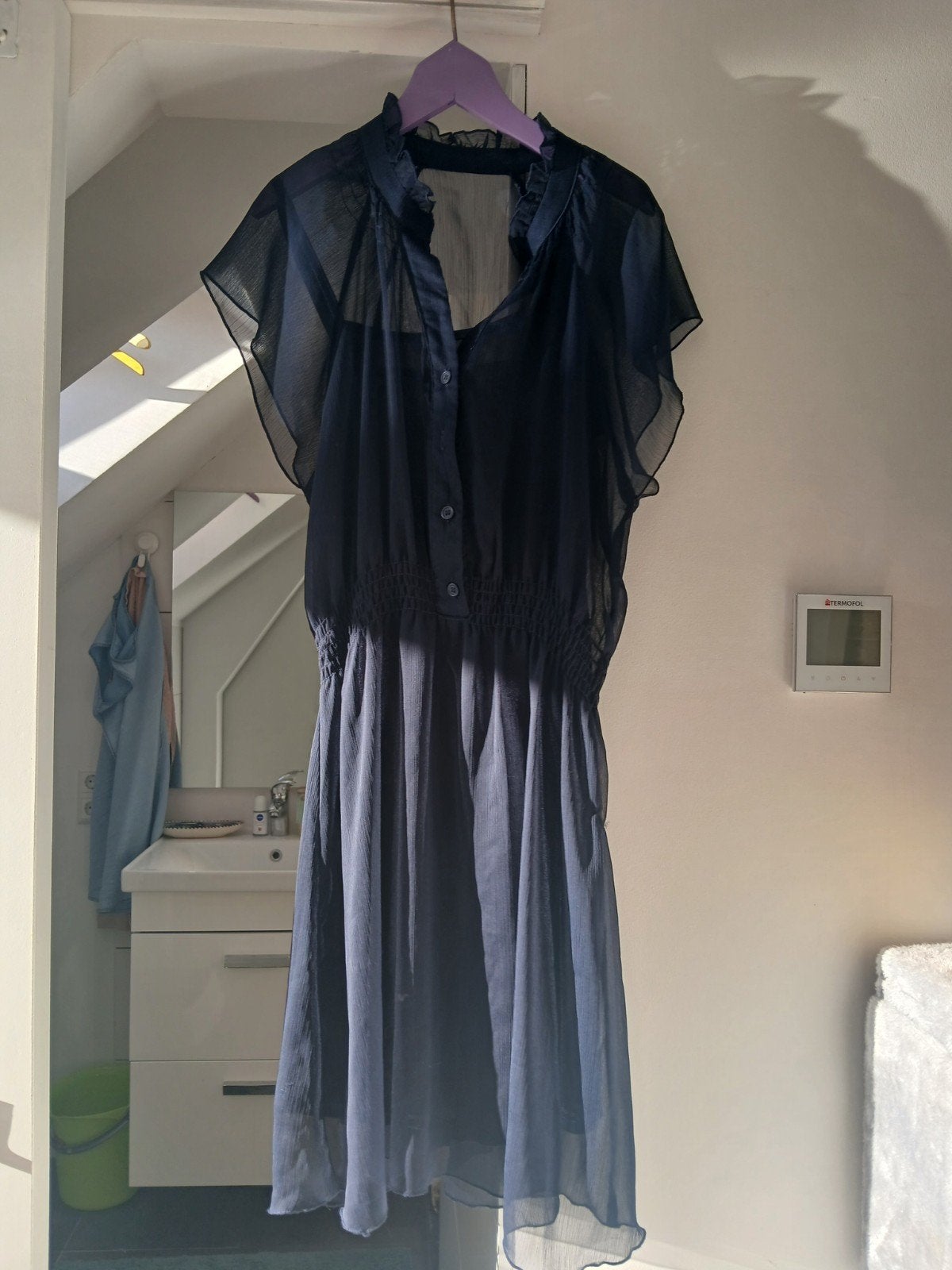 Donkerblauwe jurk met 2 lagen, Kleding | Dames, Blauw, Ophalen of Verzenden, Zo goed als nieuw, Maat 36 (S)