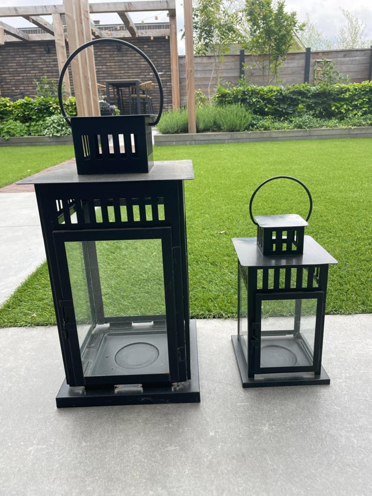 Ikea lantaarns voor stompe kaars - Set van 2, Ophalen, Gebruikt, Zwart, Metaal