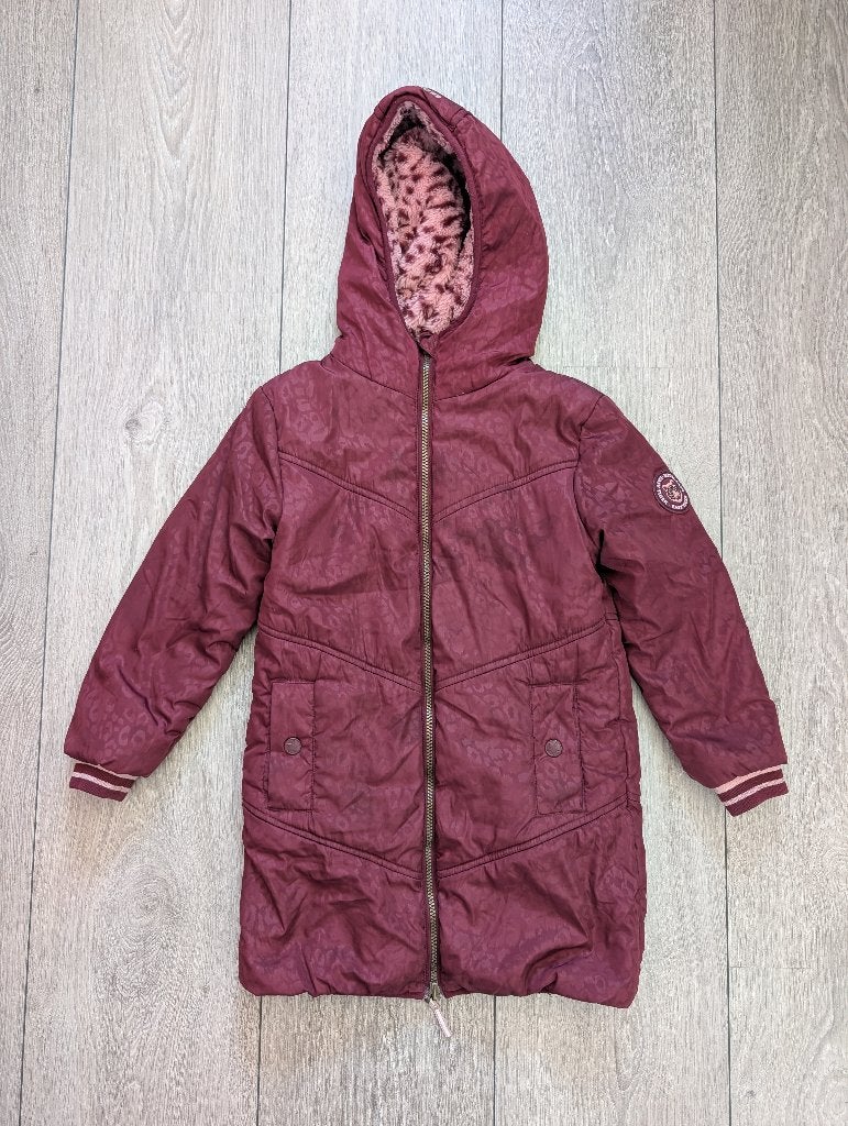 Bordeaux roze reversible winterjas - WE maat 134/140, Gebruikt, Meisje, Ophalen of Verzenden, WE Fashion