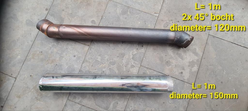 2x rvs kachel pijp  enkelwandig, Ophalen of Verzenden, Hout, Houtkachel