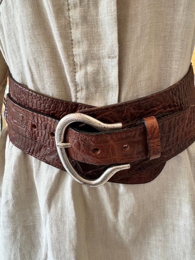 Zwarte, brede, Italiaanse leren riem Licento, 7cmx115cm/M-L, Kleding | Dames, Riemen en Ceinturen, 80 tot 90 cm, Verzenden, Echt leder