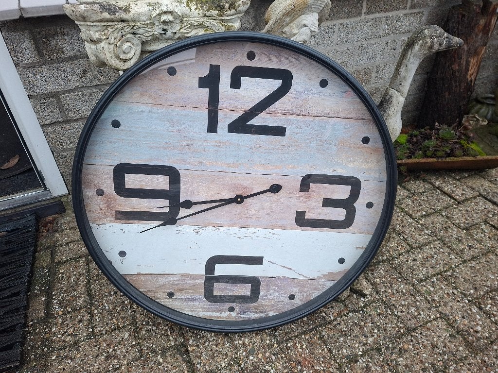 vintage ronde klok, Huis en Inrichting, Woonaccessoires | Klokken, Ophalen, Gebruikt, Wandklok