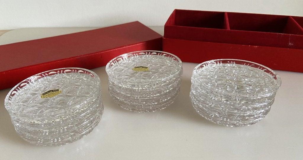 Doos Elisabeth Hütte Kristal Bleikristal onderzetters 12 x, Ophalen of Verzenden