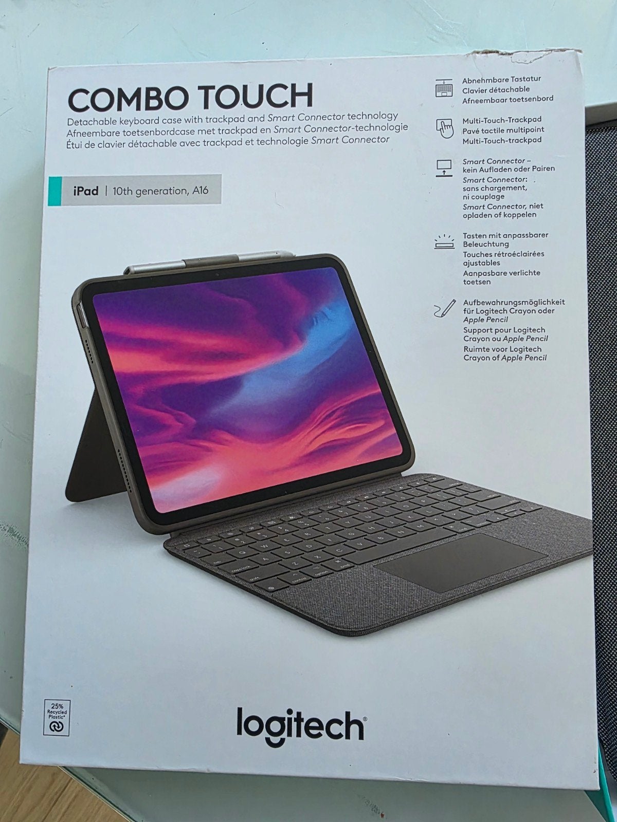 Logitech Combo Touch toetsenbordhoes voor iPad 10e generatie, Apple iPad, Nieuw, 128 GB, Grijs