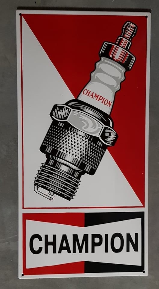 Champion emaillen reclame bord garage showroom mancave USA, Reclamebord, Ophalen of Verzenden, Zo goed als nieuw, Info@americansaleshop.nl