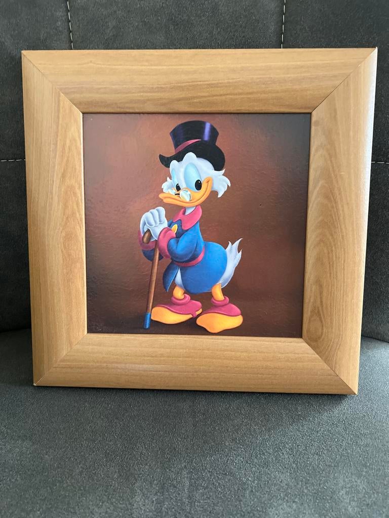 Nieuwe Dagobert Duck ingelijste afbeelding, Ophalen of Verzenden, Donald Duck, Gebruikt, Plaatje of Poster