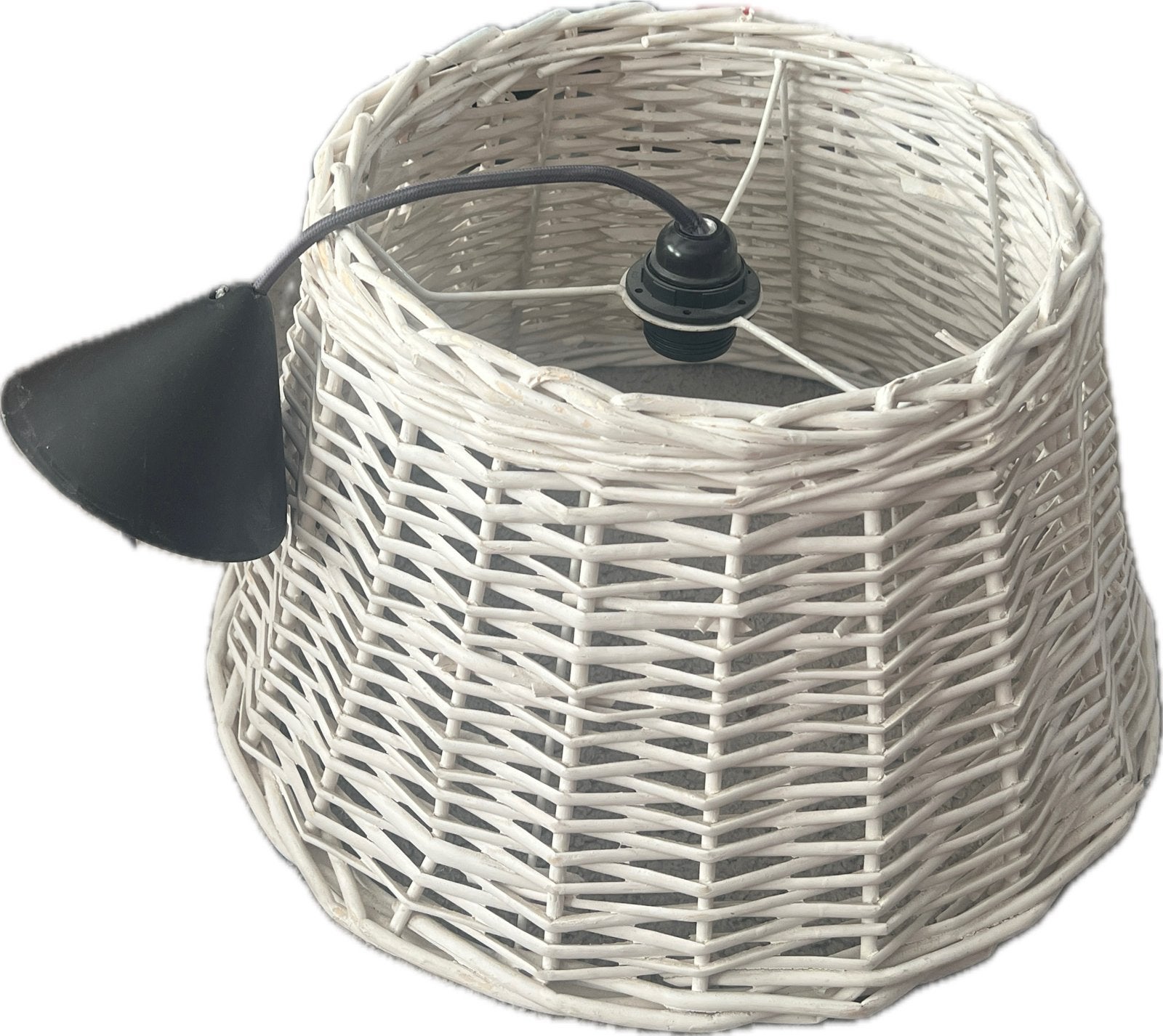 Witte rieten lampenkap - Landelijke stijl, Hanglamp, Gebruikt, Natuurlijk materiaal, Wit