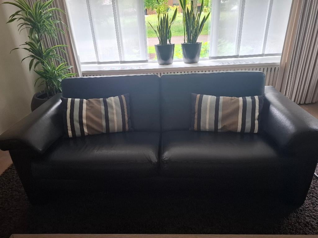 2,5 zits bank donkerblauw, Huis en Inrichting, Ophalen, Gebruikt, Leer, Strakke bank