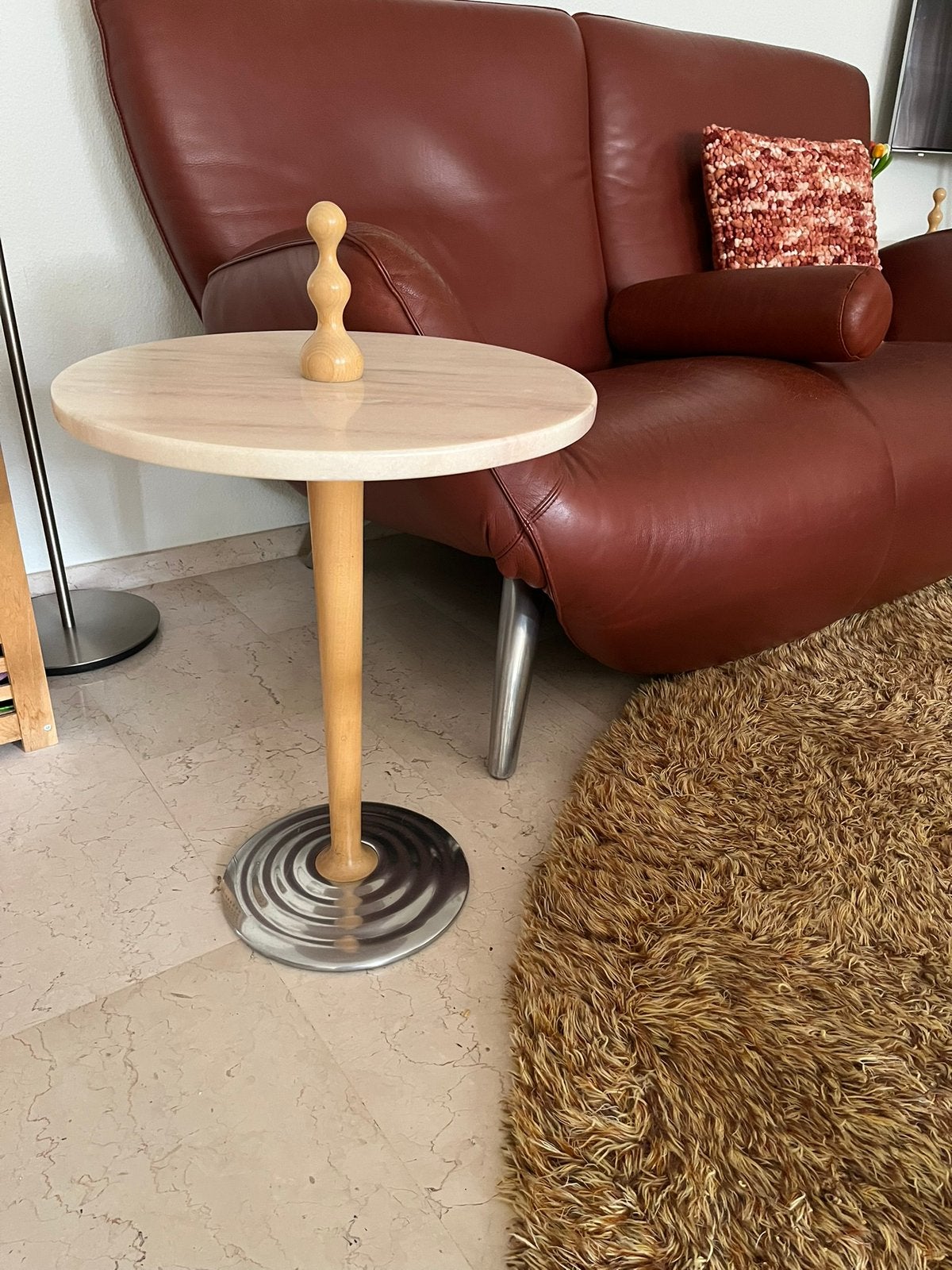 Leolux bijzettafeltjes, Huis en Inrichting, Overige materialen, Minder dan 55 cm, Gebruikt, Rond