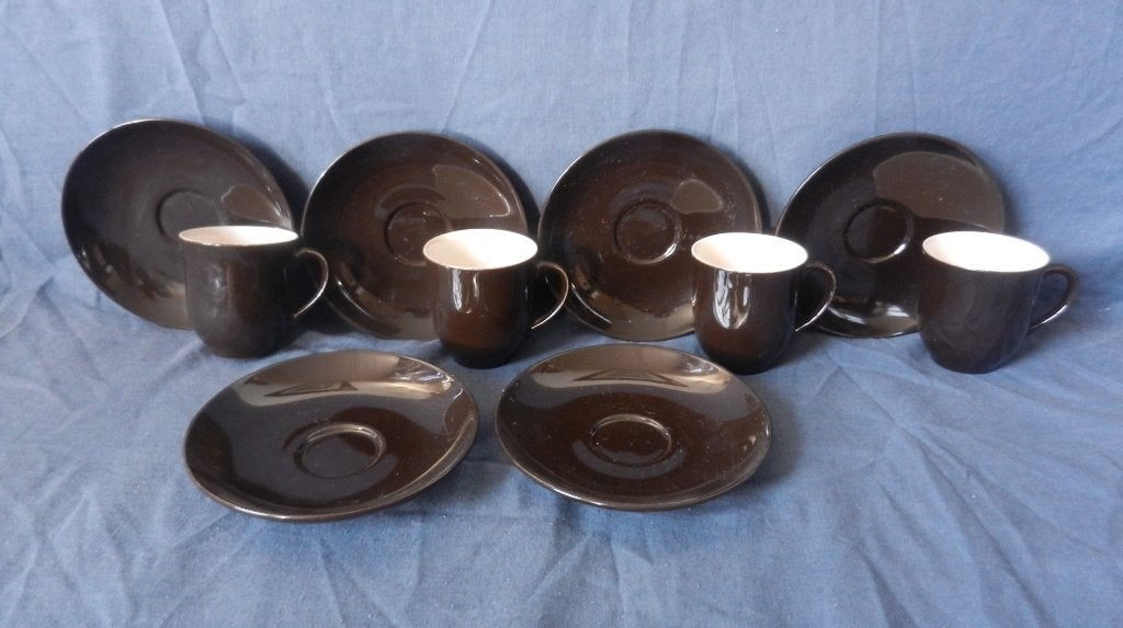 Zeldzaam 4 koppen + 6 schotels Fris Edam Clematis zwart 1952, Antiek en Kunst, Antiek | Keramiek en Aardewerk, Ophalen of Verzenden