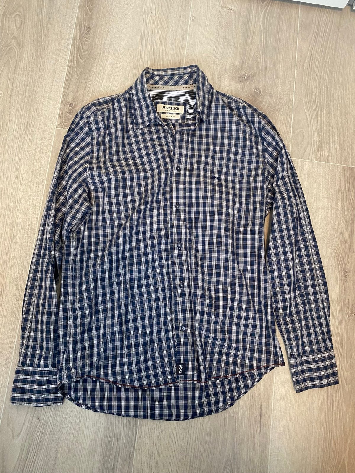 McGregor geruit overhemd - Custom Fit - Maat M, Kleding | Heren, Verzenden, Zo goed als nieuw, Blauw, Halswijdte 39/40 (M)