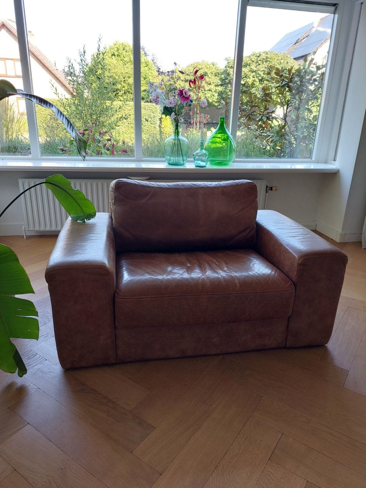 Comfortabele leren fauteuil - Zo goed als nieuw, Ophalen, Modern, Comfortabel, Bruin, Leer