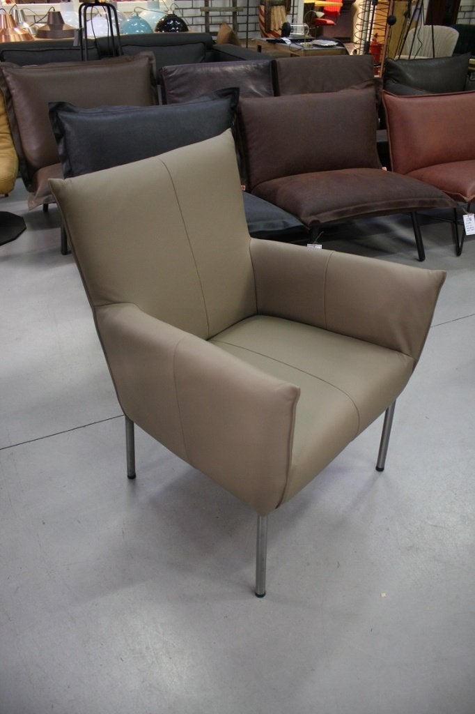 Luxe moderne fauteuil Triton Jess Design leer naturel (4x), Huis en Inrichting, Ophalen, Nieuw, 75 tot 100 cm, Leer